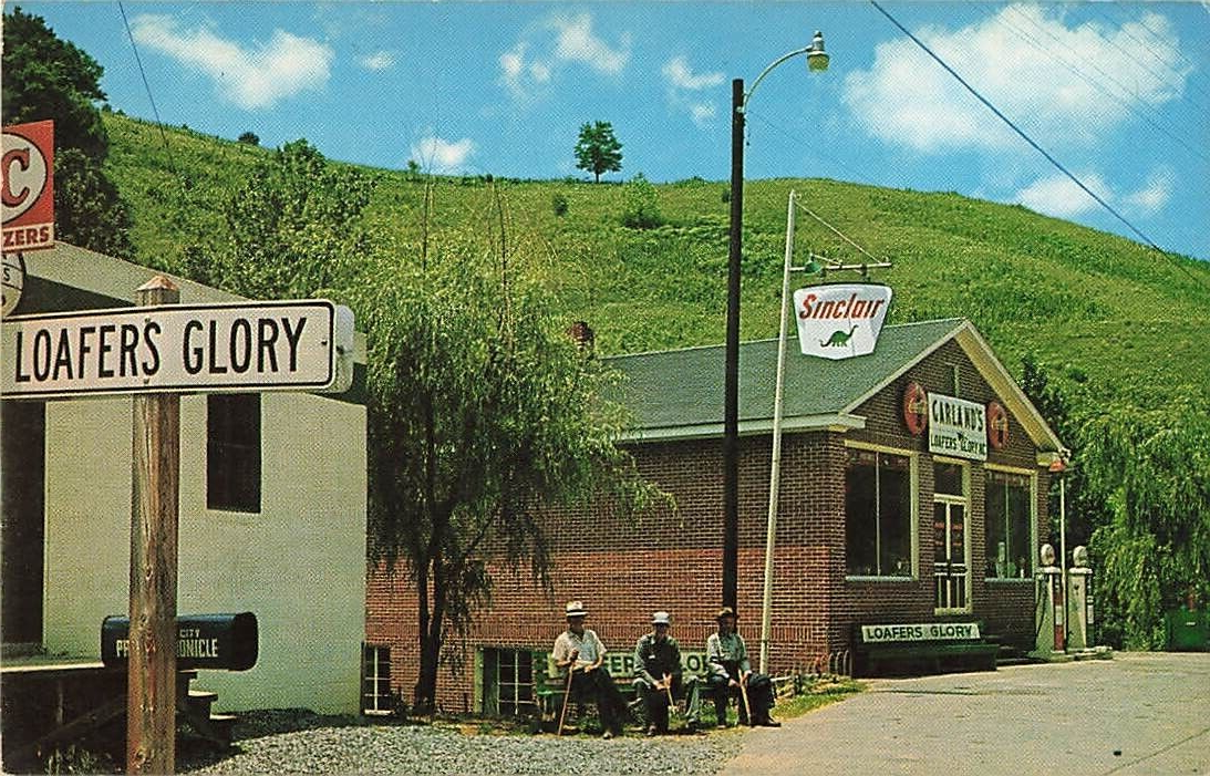 Postcard Loafers Glory Sinclair Gas Station Sign North Carolina-image