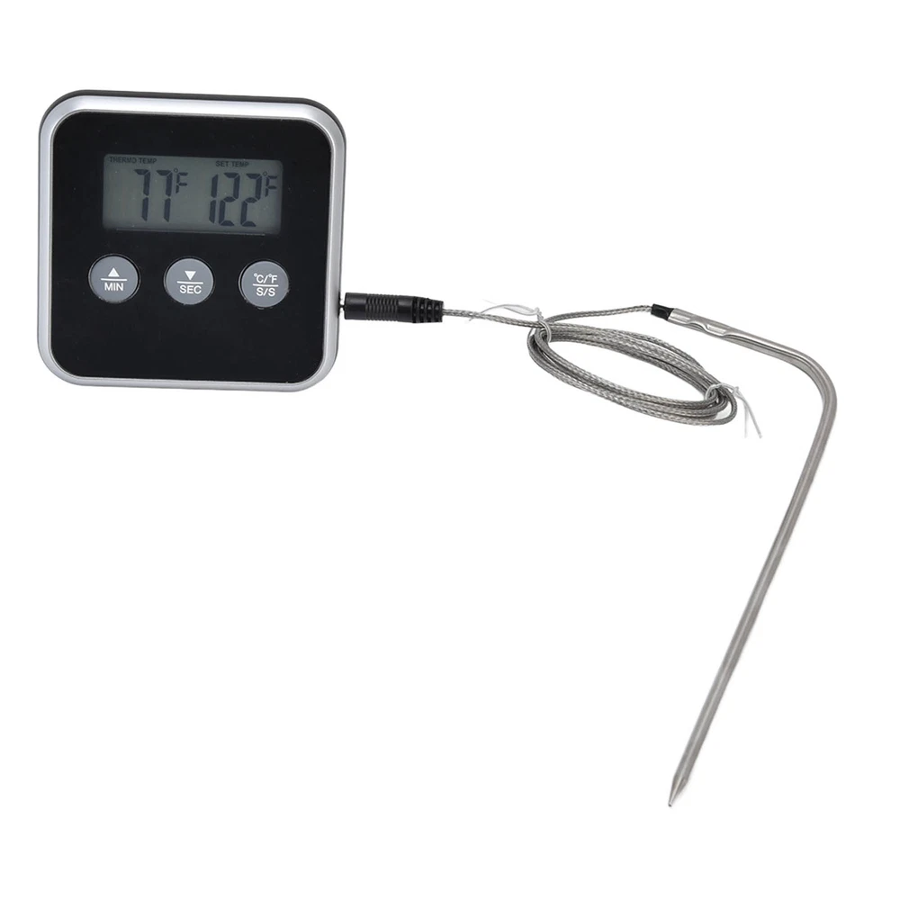 (Black)Meat Thermometer Smart 3 Buttons Digital LED Display Multifunctional O (Black)Meat Thermometer Smart 3 Buttons Digital LED Display Multifunctional O