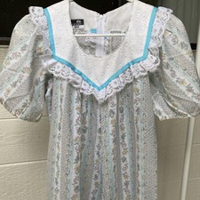 VTG Hawaii Sears Hawaiian Muumuu Maxi Dress Women Small Teal Floral White Lace