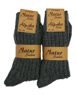 Natur Socken Alpakawolle 35% Wolle 50% Warm für Herren und Damen 2 oder 4 Paar