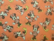 Minnie Mouse on Coral Cotton Fabric 44" Wide x 48 " long