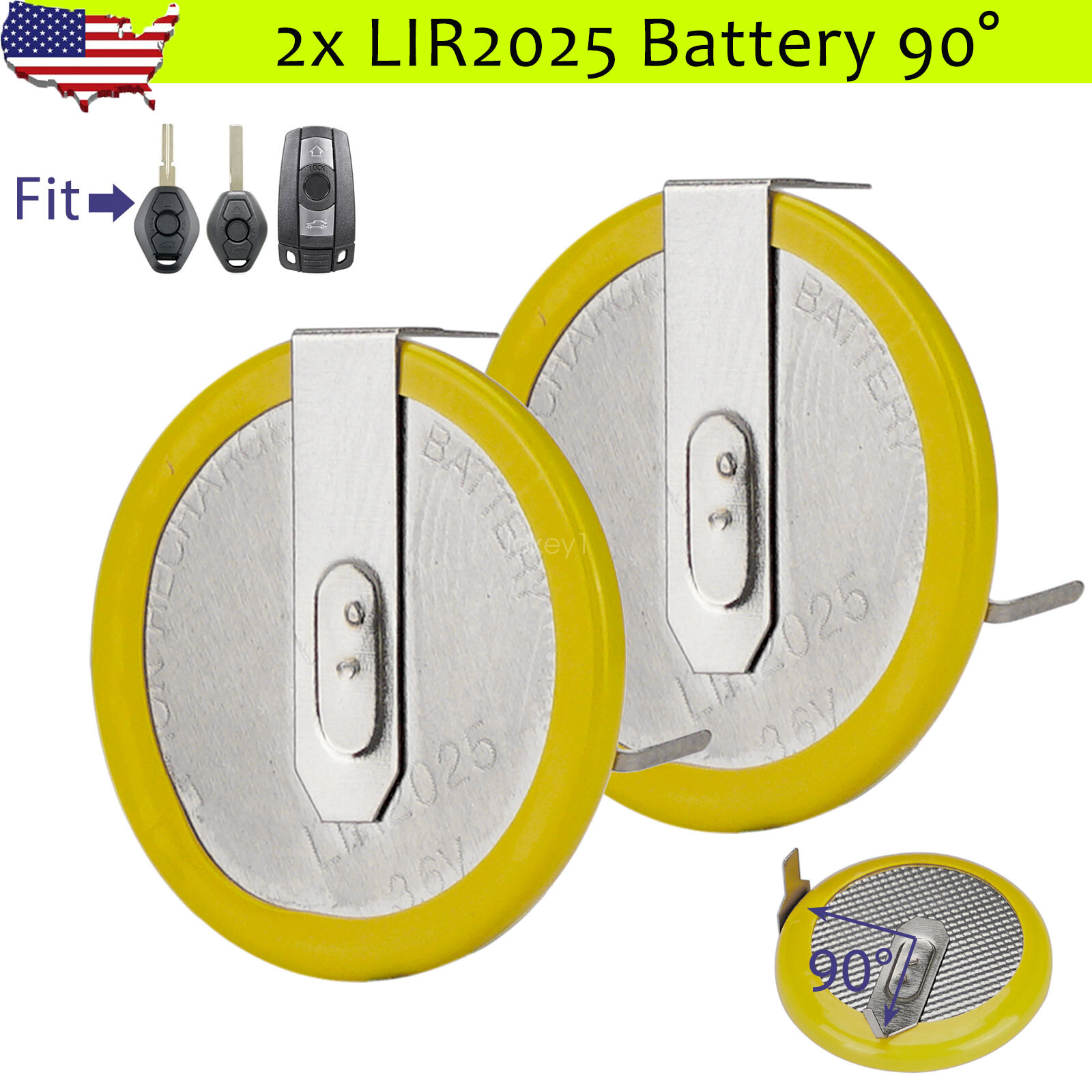 2 For BMW E46 E39 E38 E53 E60 3 5 7 Z3 RECHARGEABLE BATTERY KEY FOB LIR2025 90℃