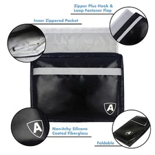 Fireproof Document Holder Bag Silicone Coated Fiberglass with Zipper Closure