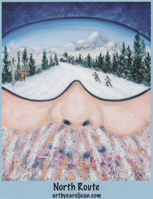 North Route Carol Jean Winter Skiing Art Print 4x5 Card Steamboat Springs Co