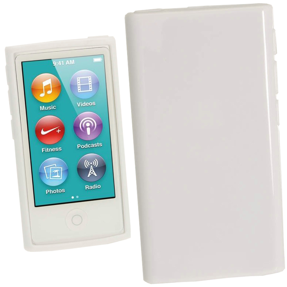 White Glossy TPU Gel Case for New Apple iPod Nano 7th Generation 7G Cover Shell