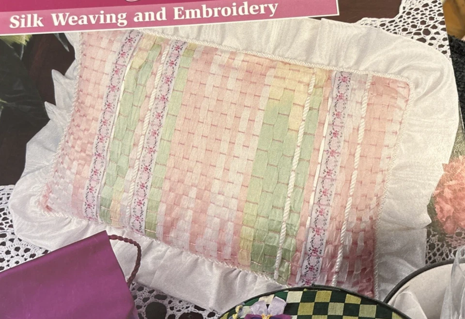 Vtg Rare Bucilla Silk Ribbon Embroidery SILK WEAVING & EMBROIDERY 1996 bK - Image 4 of 4