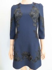 Dolce & Gabbana Navy Dress with Black Lace Applique 38/US 2