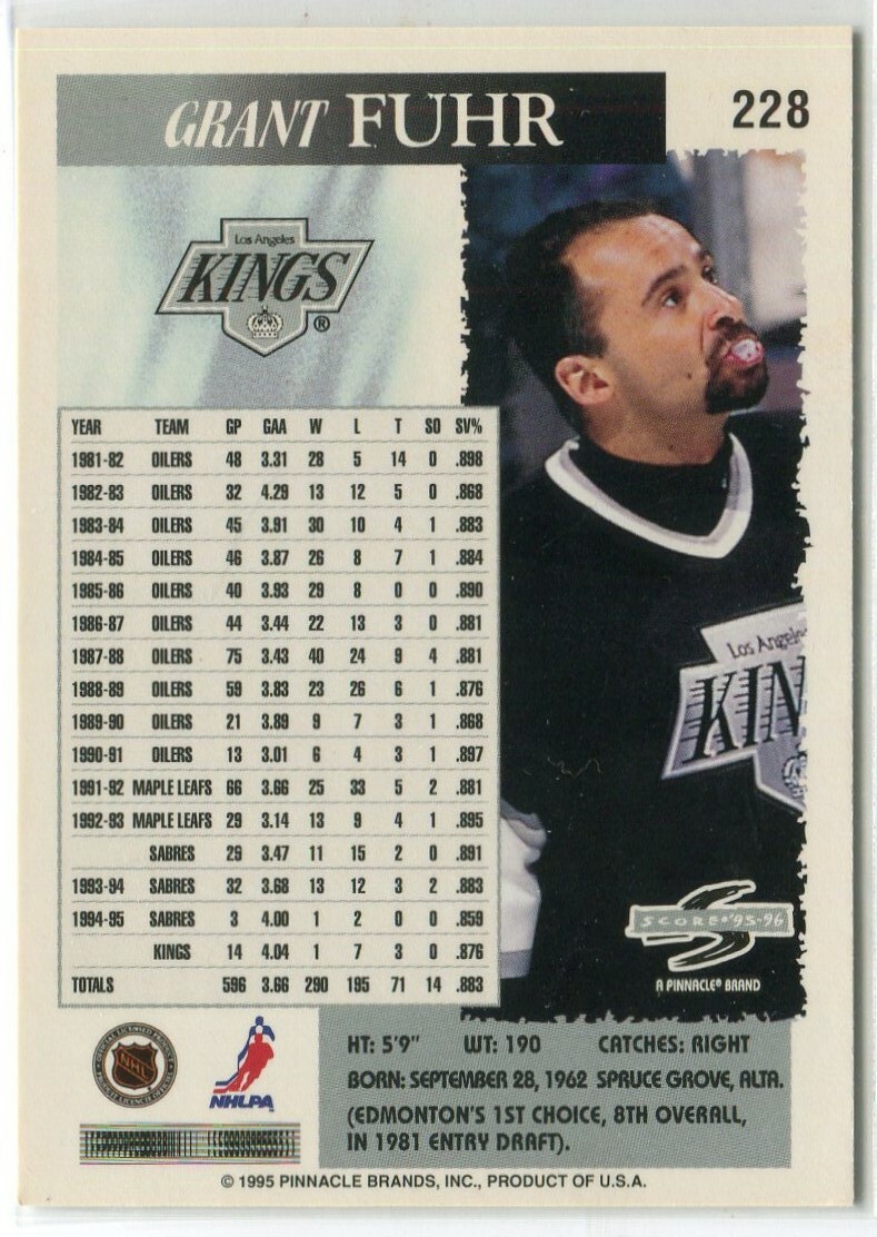 1995-96 Score #228 Grant Fuhr Los Angeles Kings | eBay