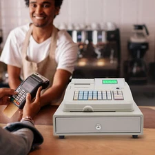 Electronic Cash Register with Flat Keyboard & Thermal Printer Commercial 48 Keys