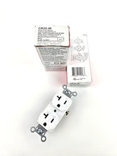 2pcs Pass & Seymour Legrand White Duplex Electrical Outlet CR20-W 20A 125V