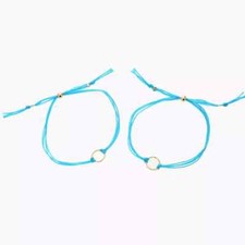 You & Me Friendship Adjustable Rope Gold Colour Bracelet Set Best Friend - Blue