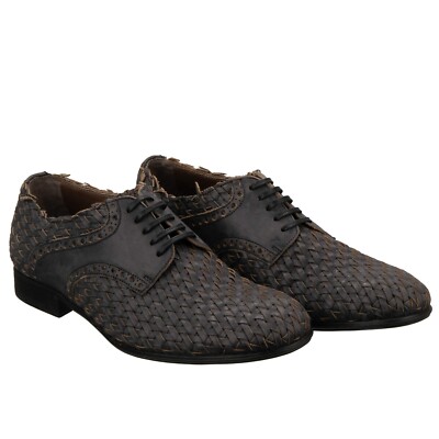 DOLCE & GABBANA Gewebte Leder Derby Schuhe Grau 39 UK 5 US 6