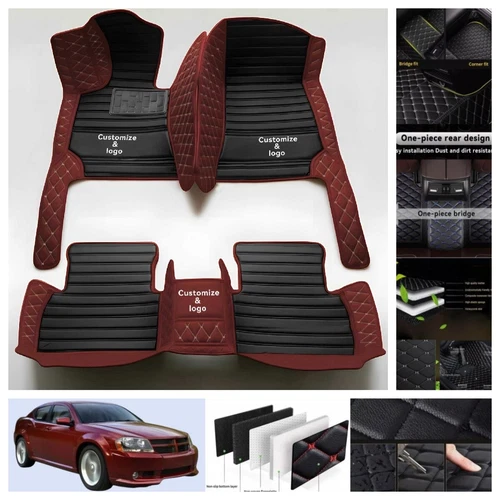 For Dodge Avenger 2007-2014 Car Floor Mats PU Leather Auto Liners Waterproof - Imagen 7 de 39