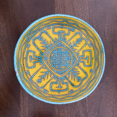 RARE Mancioli Raymor Yellow Turquoise Ceramic MCM Italian Bitossi Alessio Tasca