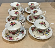 6 x Rare Royal Albert Floral Bone China Cups & Saucers