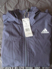 NWT Women's ADIDAS rain Rdy Jacket With Hood  BLUE  L HF9642  90