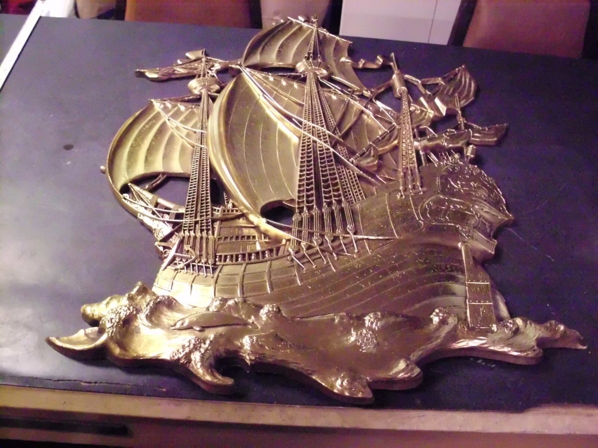 Vintage 1958 HOMCO /SYROCO Galleon/PIRATE Ship Wall Hanging