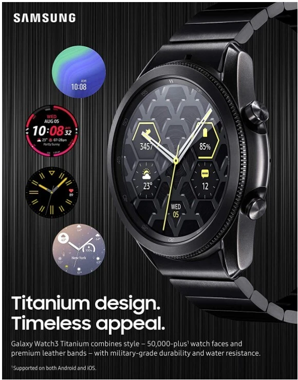Samsung Galaxy Watch 3 45mm Titanium Case with Stainless Steel