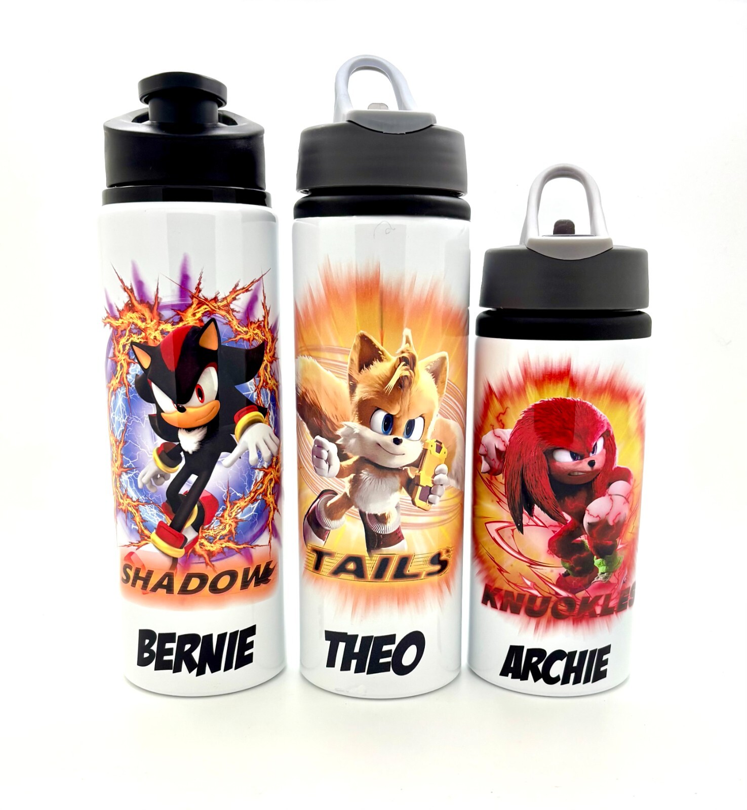 Sonic Hedgehog Shadow Tails Nudillos Tapa Abatible Pajita Niños Botella de Agua Escuela