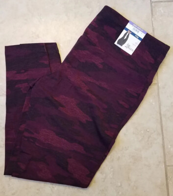 Terra & Sky Women High Rise Full Length Leggings Wine Camo Plus 1x(16W-18W) NEW