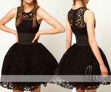 AU STOCK VINTAGE PRINCESS EMBROIDERY LACE BLACK TUTU DANCE PARTY DRESS DR014