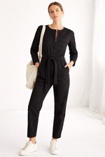 Alex Mill Jo Jumpsuit Black Utility Belted Straight Leg Women Siz Small