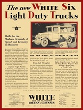 1929 White SIX Light Duty Trucks, Cleveland NEW METAL SIGN: 9 x 12" Ships Free