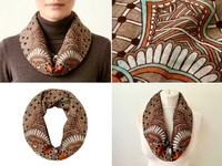 Tuch Loop Schal Halstuch Damen Schlauchschal Braun Orange Sommertuch Loopschal