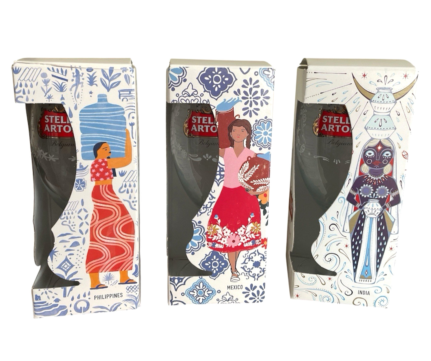 Stella Artois Limited Edition Water.org Chalice Set of 3 India Mexico Philippine
