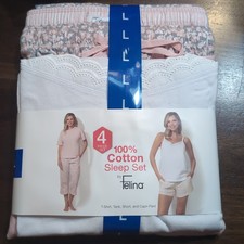 Felina Women's 4-Piece 100 Cotton Sleep Set, Large