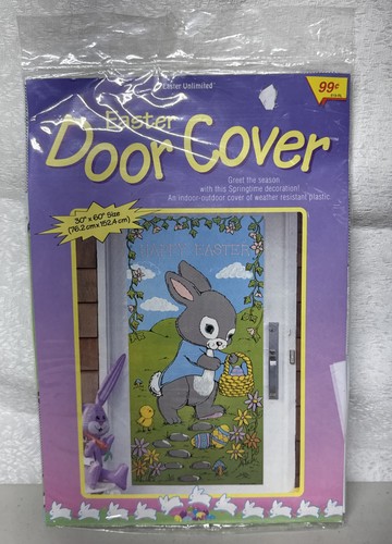 Easter Door Cover Plastic Party Decor 30"x60" Home Classroom Easter Bunny - Picture 1 of 3