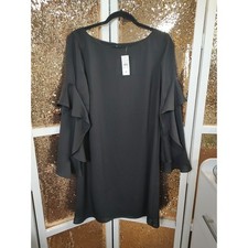 Ann Taylor Shift Dress Flutter Sleeves Black New With Tags Size 10