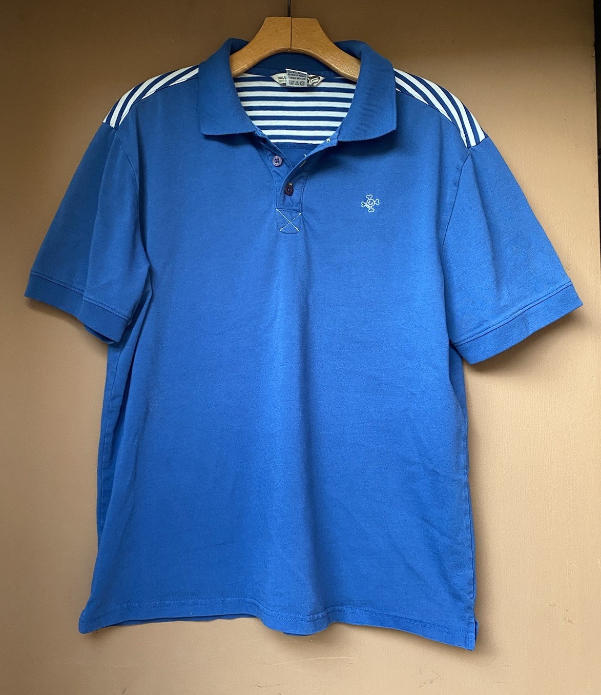 VTG Paul Frank Scurvy Skull Monkey Polo Shirt Blue Y2K 2005 Julius Men’s M