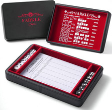 Deluxe Farkle Dice Tray and Storage - Elegant Faux Leather Travel Case with Scor