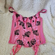 Fredericks of Hollywood Vintage Pink and Black Corset sz 36