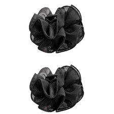 2Pcs Black Large Chiffon Claw Clip Hair Bow Large Size Fabric Ribbon Flower Rose