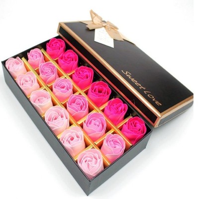 18pcs Rose Soap Blumen in GeschenkBox Faszinierende Duft von Rosen Hübsche Form