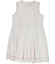 Calvin Klein Womens Illusion Stripe Fit & Flare Dress, Pink, Plus Size, 18W