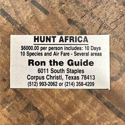 1982 Hunt Africa Ron The Guide Vintage Print Ad Corpus Christi Texas 