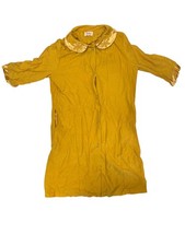 Vintage Evelyn Pearson Yellow Ribbed Knit Robe Nightgown Embroidered Women