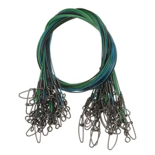 30Pcs Steel Fishing Wire Leader Line with Swivel and Snap 125LB 21 Inch, 3 Color