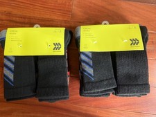 2X All in Motion  Kids' 6pk Crew Athletic Socks - Black - L 3 - 7 12 pair tot