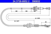 1 X Kupplungsseil / Kupplungszug ATE 24.3728-0852.2 FüR Peugeot