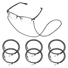6 Pcs Eyeglasses Chains for Women, Eyeglasses Chain with Lanyard, Black