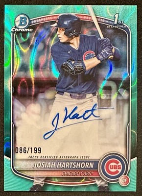 2025 Bowman Draft Josiah Hartshorn 1st Chrome Aqua Lava Refractor Auto /199 Cubs