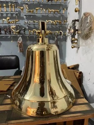 Nautical Brass Solid Hanging Door Bell Ship 18'' Big Wall Mounted Bracket gift