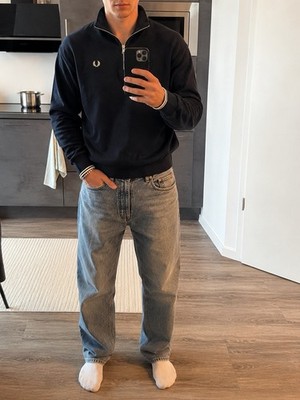 Fred Perry Half Zip Sweatshirt | Schwarz | Laurel Wreath | Pasha Sty Größe M