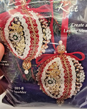 Sulyn RUBY SPARKLER Makes 2 Vtg Sequin Bead Christmas Ornament Craft Kit NOS