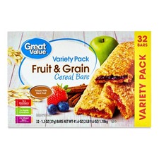 Fruit  Grain Cereal Bars, Variety Pack, 1.3 Oz, 32 Count