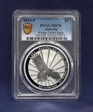2019-P AUSTRALIA SILVER WEDGE-TAILED EAGLE PCGS MS70 GOLD SHIELD *LAST ONE*
